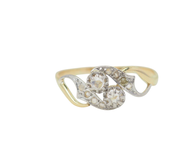 Bague 59 Bague Toi et Moi en or bicolore et diamants 58 Facettes 33092