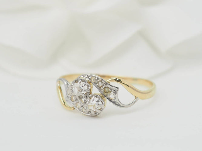 Bague 59 Bague Toi et Moi en or bicolore et diamants 58 Facettes 33092