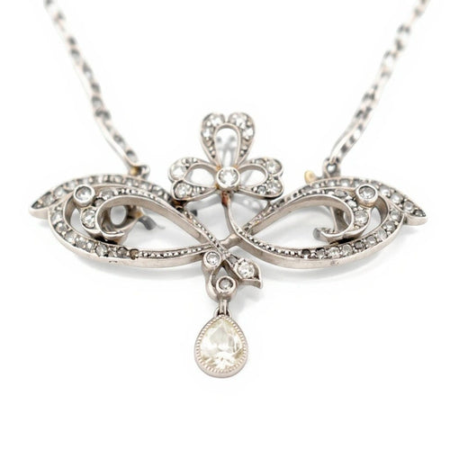 Collier Art Nouveau - Collier pendentif en platine et diamants 58 Facettes NE-1009