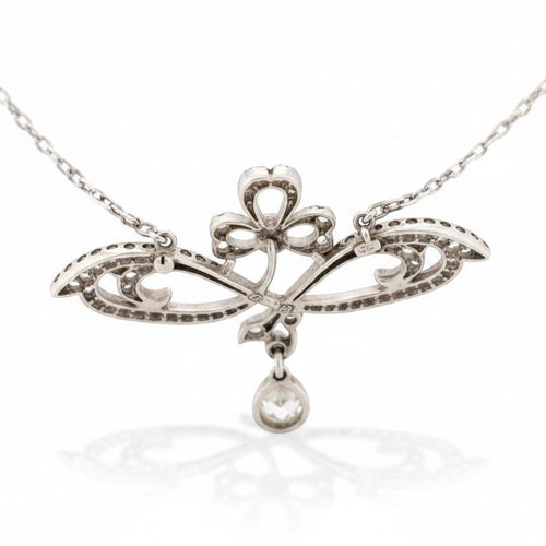Collier Art Nouveau - Collier pendentif en platine et diamants 58 Facettes NE-1009