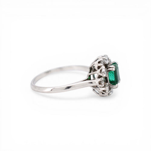 Bague 58 Mellerio - Bague Daisy en platine, émeraude et diamants 58 Facettes RI-1028