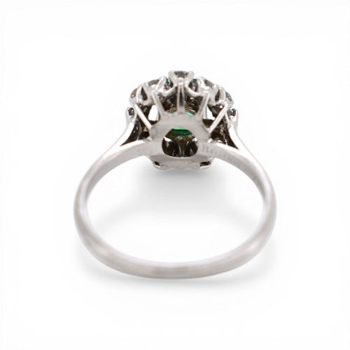 Bague 58 Mellerio - Bague Daisy en platine, émeraude et diamants 58 Facettes RI-1028