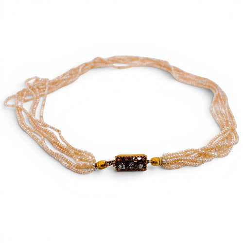Collier Belle Époque - Collier ras-de-cou en or jaune 18k, perles et diamants 58 Facettes NE-1006