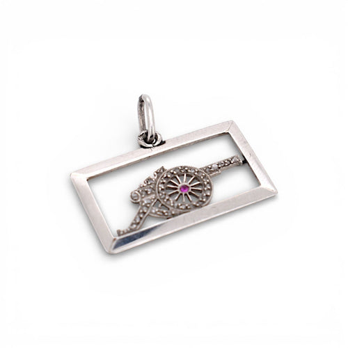 Pendentif Art déco - Pendentif canon en platine, diamants et rubis 58 Facettes PE-1001
