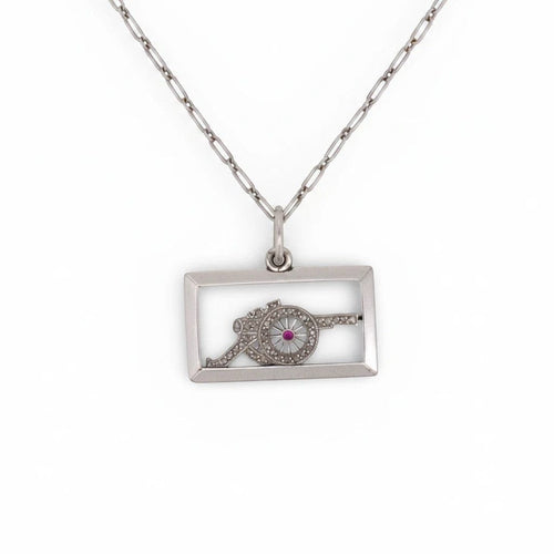 Pendentif Art déco - Pendentif canon en platine, diamants et rubis 58 Facettes PE-1001