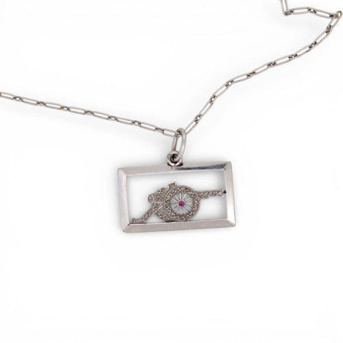 Pendentif Art déco - Pendentif canon en platine, diamants et rubis 58 Facettes PE-1001