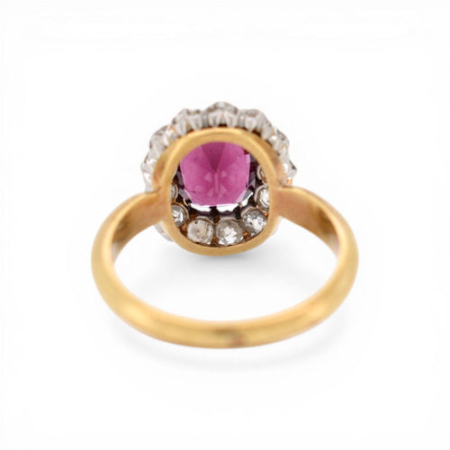 Bague 52 Belle Époque - Bague en or jaune 18k, grenat rubellite et diamants 58 Facettes RI-1025