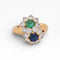Bague 52 Bague Toi et Moi 1960 en or jaune, diamants, émeraude et saphir 58 Facettes RI-1010