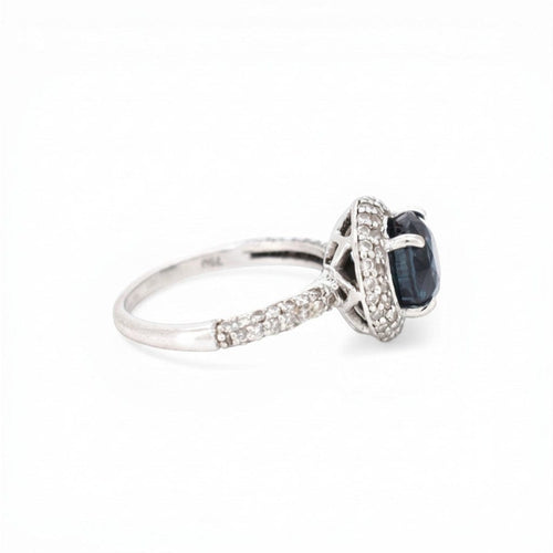 Bague 54 Bague halo en or 18k avec saphir et diamants 58 Facettes RI-1026