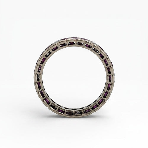 Bague 52 Bague éternité vintage en or 18k, rubis et diamants 58 Facettes RI-1035