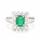Bague 52 Bague vintage en or blanc avec émeraude et diamants 58 Facettes