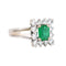 Bague 52 Bague vintage en or blanc avec émeraude et diamants 58 Facettes