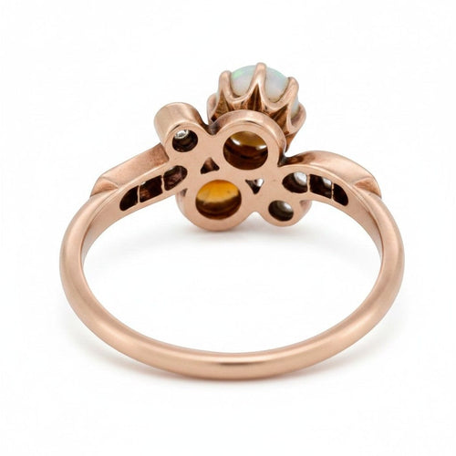 Bague 54 Belle Époque Toi et Moi - Bague en or rose, perles et diamants 58 Facettes RI-1014