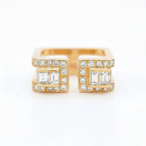 Bague 48 Jean Vendôme - Bague double anneau en or jaune et diamants 58 Facettes RI-1002