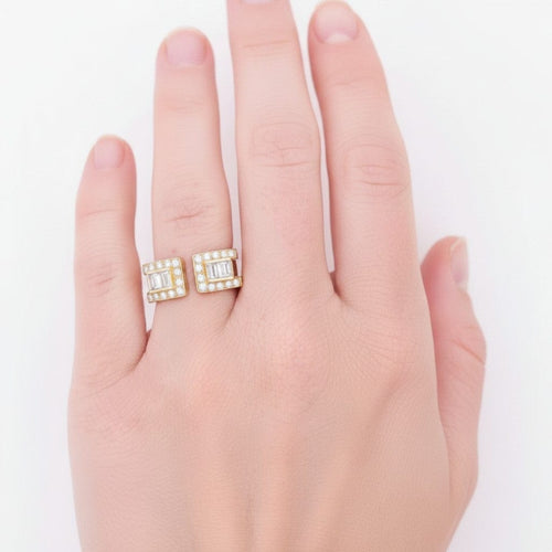 Bague 48 Jean Vendôme - Bague double anneau en or jaune et diamants 58 Facettes RI-1002
