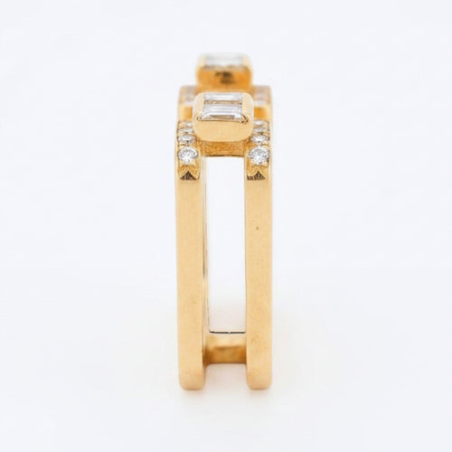 Bague 48 Jean Vendôme - Bague double anneau en or jaune et diamants 58 Facettes RI-1002