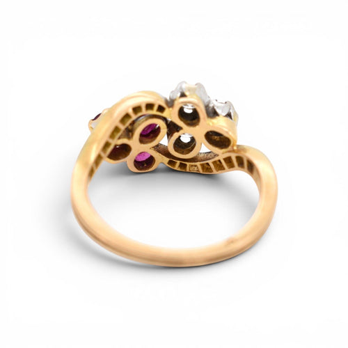 Bague 55 Belle Époque - Bague Toi et Moi en or jaune, rubis et diamants 58 Facettes RI-1054