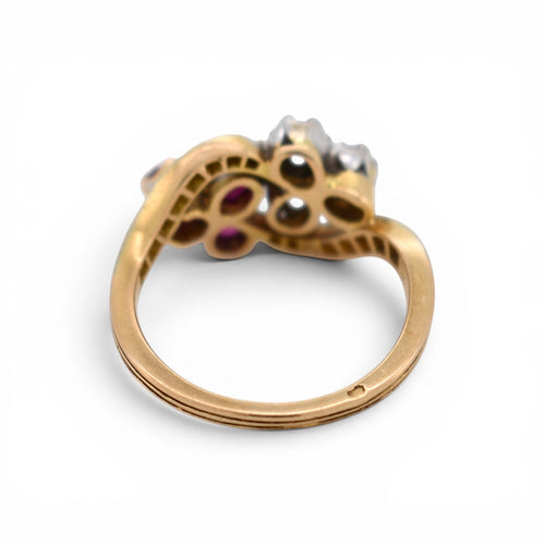 Bague 55 Belle Époque - Bague Toi et Moi en or jaune, rubis et diamants 58 Facettes RI-1054