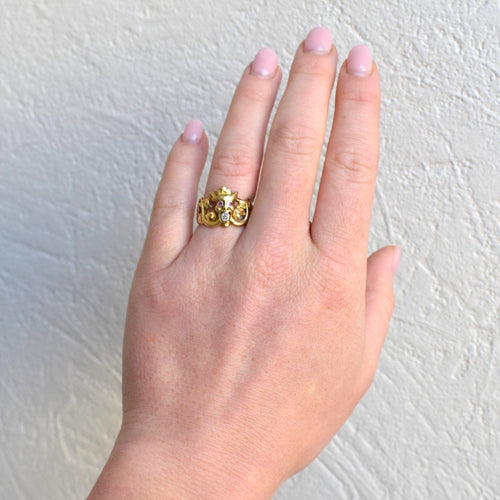 Bague 55 Art Nouveau - Bague gargouille en or jaune, rubis et diamant 58 Facettes RI-1016