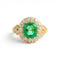 Bague 52 Bague cocktail victorienne double halo en or jaune, émeraude et diamants 58 Facettes RI-1037