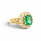 Bague 52 Bague cocktail victorienne double halo en or jaune, émeraude et diamants 58 Facettes RI-1037