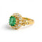 Bague 52 Bague cocktail victorienne double halo en or jaune, émeraude et diamants 58 Facettes RI-1037