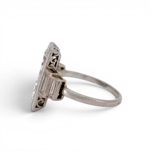 Bague 53 Art déco Toi et Moi - Bague en platine et diamants taille ancienne 58 Facettes RI-1048