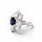 Bague 53 Bague moderniste en or blanc 18 ct avec saphir et diamants 58 Facettes RI-1033
