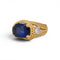 Bague 54.5 Mid-Century - Bague tressée en or jaune, saphir Ceylan et diamants 58 Facettes RI-1041