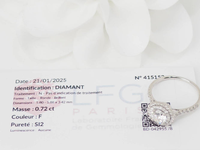Bague 53 Bague solitaire en or blanc 18 kt et diamants 58 Facettes 31788/32448
