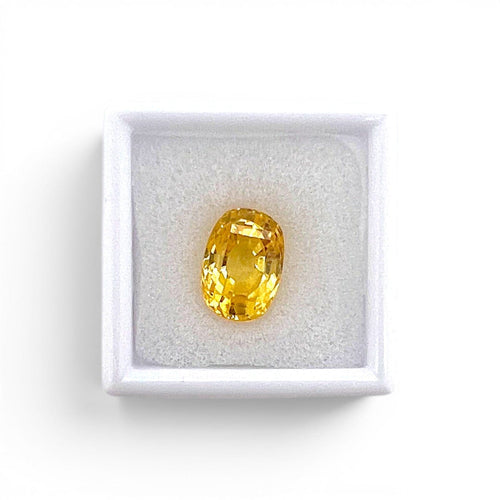 Saphir jaune naturel - Pierre coussin ovale 6,10 ct, Ceylan 58 Facettes