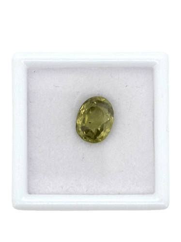 Saphir vert de Ceylan - Pierre ovale 2,47 ct naturelle non chauffée 58 Facettes