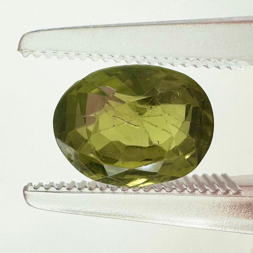 Saphir vert de Ceylan - Pierre ovale 2,47 ct naturelle non chauffée 58 Facettes