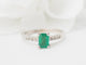 Bague 53 Bague solitaire en or blanc 18k, émeraude et diamants 58 Facettes 31389