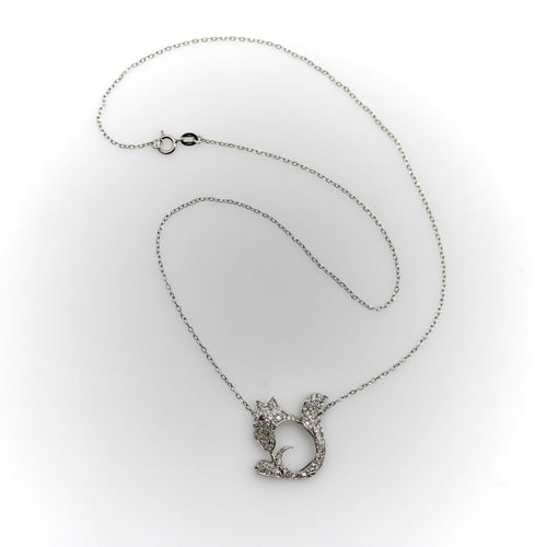 Pendentif Rétro - Pendentif écureuil en platine, or blanc, diamants et rubis 58 Facettes A2009E