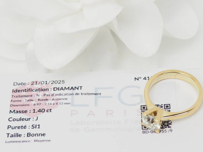 Bague 55 Bague solitaire en or jaune et diamant 1,40 ct 58 Facettes 31380/31535