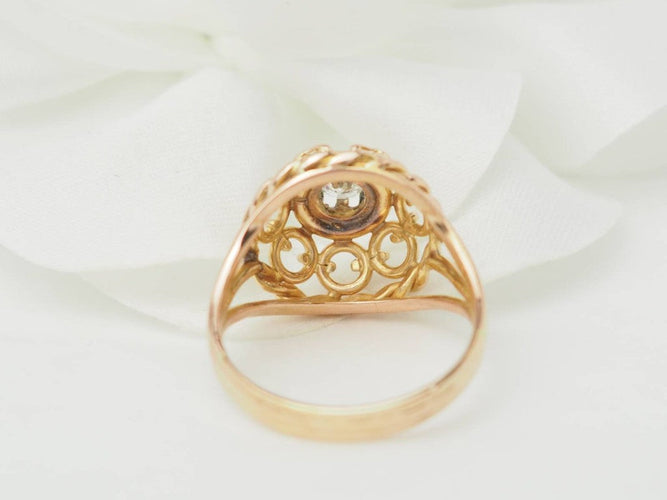 Bague 55 Bague Tank ancienne en or rose 18 carats avec diamant – Années 1940 58 Facettes 33321