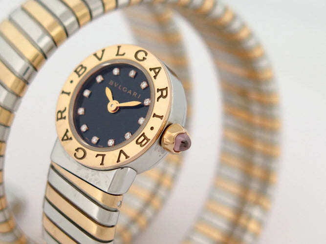 Montre Bulgari Tubogas - Montre triple tour en or jaune 18K et acier 58 Facettes 275115