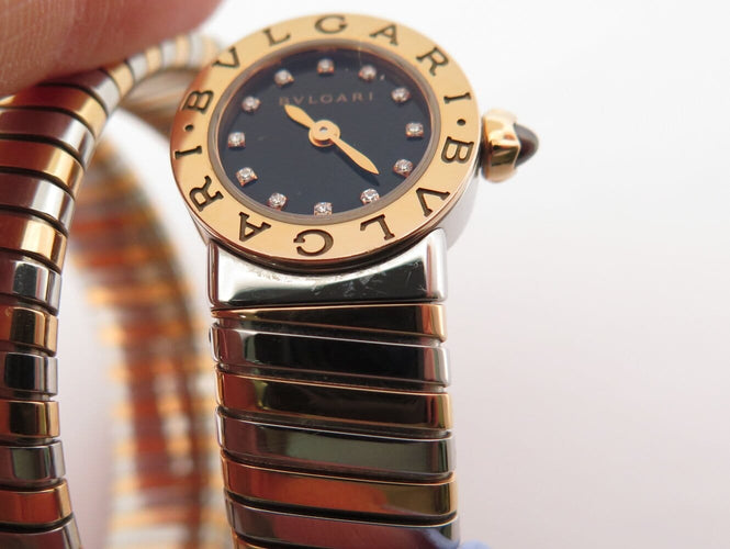 Montre Bulgari Tubogas - Montre triple tour en or jaune 18K et acier 58 Facettes 275115