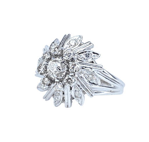 Bague 50 Bague en or blanc 18 carats et diamants 58 Facettes AB695
