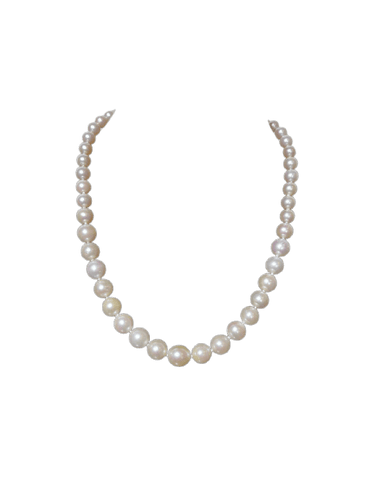 Collier Akoya - Collier 49 perles, fermoir platine, émeraude et diamants 58 Facettes 948