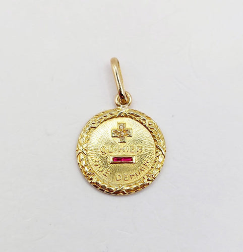 Pendentif Augis - Pendentif médaille d'amour en or 18k, rubis et diamants 58 Facettes A07122