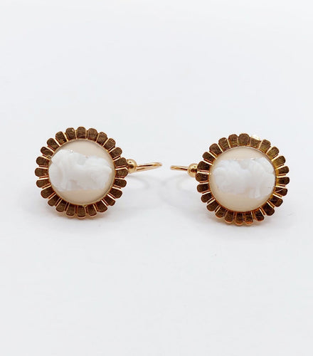 Boucles d'oreilles Dormeuses antiques en or rose 18k ornées de camées 58 Facettes A07240