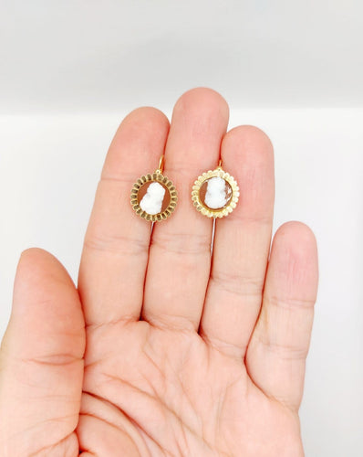 Boucles d'oreilles Dormeuses antiques en or rose 18k ornées de camées 58 Facettes A07240