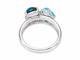 Bague 54 Bague aigue-marine et topazes bleues en or blanc avec diamants 58 Facettes 33785