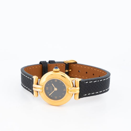 Montre Cartier Must Colisée - Montre en vermeil cadran romain noir 58 Facettes 532