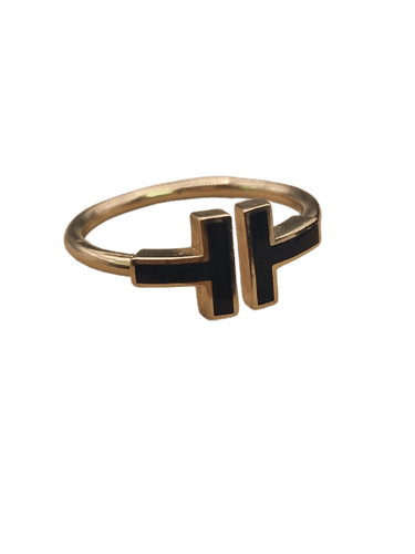 Bague 58 Tiffany & Co. T Wire - Bague en or rose et onyx 58 Facettes CV-063