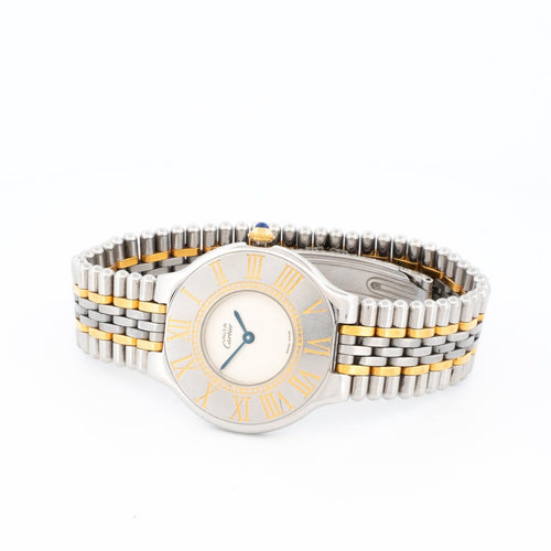 Montre Cartier Must 21 - Montre LM en acier et or, cadran ivoire 58 Facettes 536