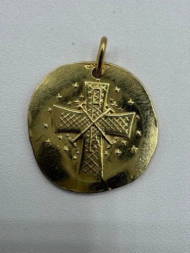 Pendentif Médaille de baptême en or jaune 18k 58 Facettes Médaille