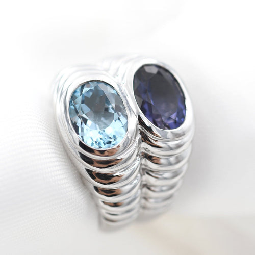 Bague 54 Bulgari Baccellato - Bague en or blanc, iolite et topaze 58 Facettes 11111